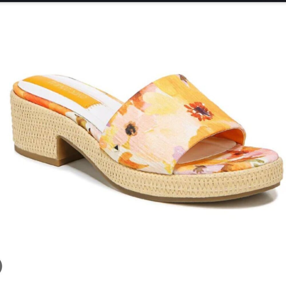 Franco Sarto Pony 3 Floral Print Slide Heels
